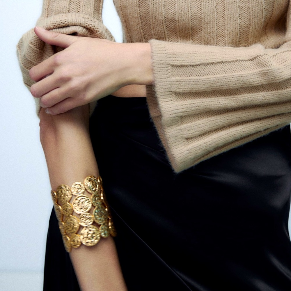 Zara Gold Coin Cuff Bracelet - New